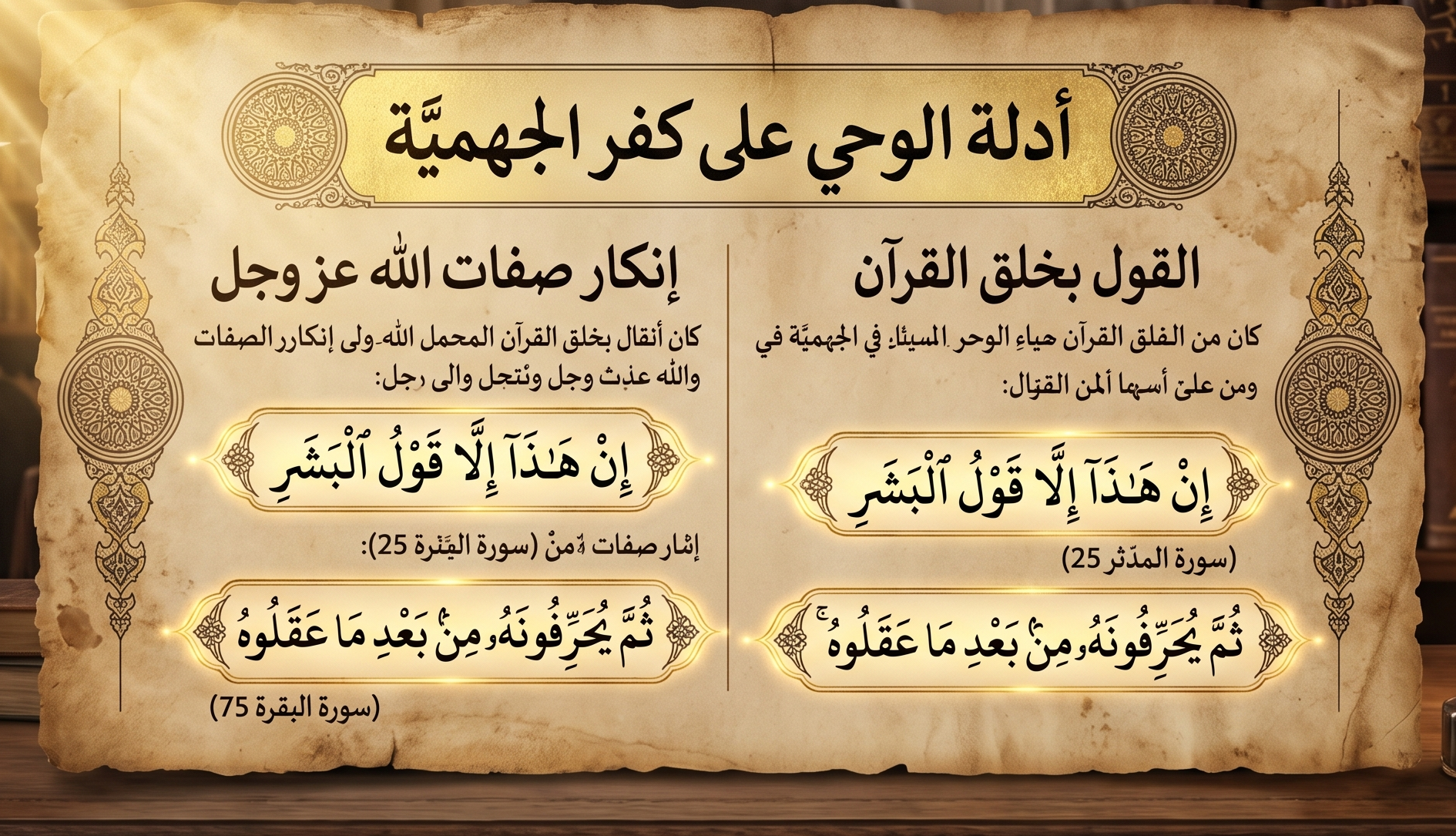 أدلة الوحي على كفر الجهمية محرفة الصفات
